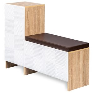 Meuble à chaussures modulaire Trudo en bois d'ingénierie Saleem International (10 paires + 12 paires avec siège), blanc - Product Image 2