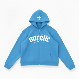 Sudadera con capucha y cremallera extragrande para hombre, con logo personalizado en la parte delantera, de algodón, corte holgado, estilo casual urbano. - Product Image 1