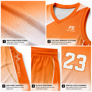 Ensemble d'uniformes de basketball personnalisés par sublimation, maillot de basketball respirant à séchage rapide en mesh pour hommes, jeunes et équipes, kit de sport pour l'entraînement - Product Image 4