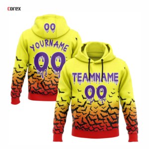 Corex Men's Black Blue Winter <b>Halloween</b> <b>Hoodie</b> Personalized Name Number Ghost Print Sublimation Streetwear Waterproof Breathable - Product Image 5