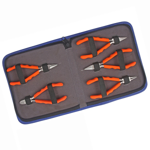 Jewelry Pliers Kit 5 Pieces Stainless Steel 140mm Chain Flat Round & Round/Flat Nose Pliers <b>Side</b> <b>Cutter</b> Matt Foam Handles - Product Image 1