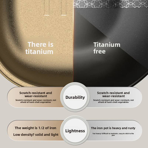 Poêle à frire en céramique dorée antiadhésive avec couvercle en verre, design moderne pour cuisinière à gaz et à induction, lavage à la main uniquement - Product Image 2