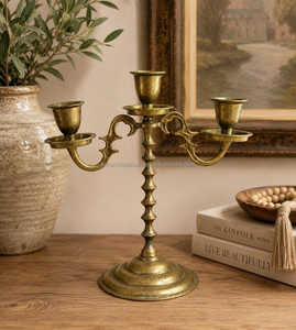 <b>Small</b> & Tall Vintage Metal Candelabras Aluminum <b>Candle</b> Holders B2B Wholesale Supply for Boutique Decor Shops - Product Image 3