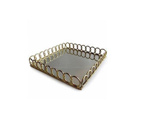 Bandeja de Metal con forma redonda para servir, Base de espejo, nuevo estilo, precio al por mayor - Product Image 4