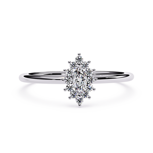 แหวนเพชรทรงรีเพาะเลี้ยงในห้องปฏิบัติการ ได้รับการรับรองจาก IGI ของ Loista Jewels ชุบทอง 18KT ดีไซน์ทันสมัย ประดับเพชรทรงกลมด้านข้าง สำหรับผู้หญิง - Product Image 1
