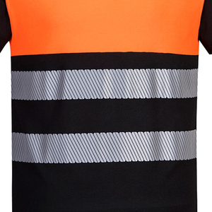 Men's <b>Orange</b> Black Reflective Workwear T-Shirt Short Sleeve Quick Dry V-Neck Casual Shirt Summer Style - Product Image 5