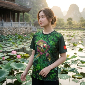 เสื้อยืดท่องเที่ยวเวียดนามแบบกำหนดเอง เสื้อผ้าฝ้ายพิมพ์ลาย ผู้ผลิตเสื้อผ้ากีฬาคุณภาพพรีเมียม เสื้อวิ่งแห้งเร็ว ชุดกีฬา - Product Image 3