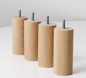 Pieds de canapé ronds en bois massif haut de gamme, finition naturelle, pieds de meubles de luxe, remplacement pour les intérieurs sophistiqués, pieds de chaise - Product Image 1
