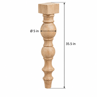 Pied de table en bois massif, pied de meuble en bois massif, dessus carré tourné, style traditionnel, base de table robuste, usage domestique et professionnel
