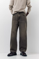 Jean en denim délavé coupe droite taille mi-haute pour homme, 100 % coton, coupe classique, couleur unie, séchage rapide, idéal pour l'automne et le quotidien
