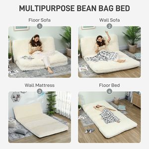 Materasso Pieghevole Largo Contemporaneo in Peluche Bianco Crema con Imbottitura in Morbida Schiuma - Product Image 4