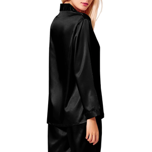 Ensemble pyjama en soie satinée, nouveau design, manches longues, boutons devant, couleur unie, vêtements de nuit pour femmes, robe de nuit pour un usage quotidien - Product Image 5