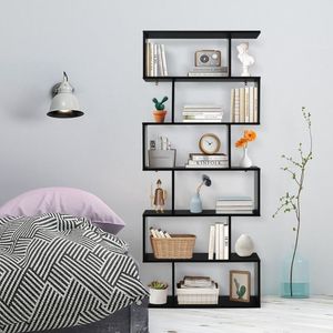 S-Shaped 6-Tier Bookshelf with Z Shelf Decor Storage Display <b>Bookcase</b> - Product Image 3