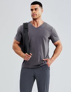 Camiseta Básica de Cuello en V para Hombre, Jersey Suave de Spandex/Algodón, Manga Corta, Casual, Cómoda, Ligera, Transpirable y Ecológica - Product Image 3