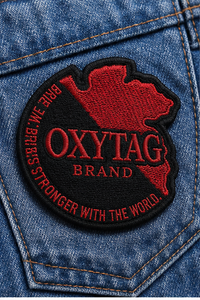 Oxytag Brand Embroidered Patch Iron-On Irregular Shape <b>Black</b> Red Cloth Decoration Custom Colour OEM Wholesale Rate Patches - Product Image 5