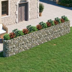 Macetas y jardineras grandes y duraderas de hierro galvanizado plateado tipo gabion. - Product Image 1