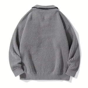 เสื้อสเวตเตอร์คอกลมทรงเข้ารูปทันสมัยสำหรับผู้ชาย แขนยาว ผ้าถักเนื้อนุ่ม ยืดหยุ่น สวมใส่สบาย เหมาะสำหรับใส่ลำลองหรือใส่ทำงาน - Product Image 2