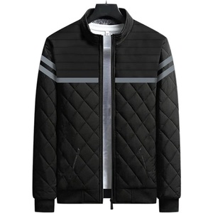 <b>Men</b> Q Jacket <b>Black</b> Stand Collar Zipper Closure Windproof Winter Casual Outerwear Polyester Wadding Thick Regular - Product Image 1