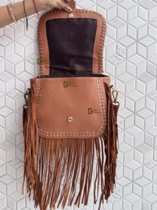 Women's Fringe Handbag Hand Tooled Carving Leather <b>Bag</b> Gypsy <b>Boho</b> Checkers Handmade Real Leather Western Multi Uses <b>Bag</b> - Product Image 3