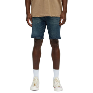 Shorts en jean bleu foncé pour homme, coupe droite, respirant, en coton délavé, longueur genou, décontracté, streetwear d'été, confortable - Product Image 1