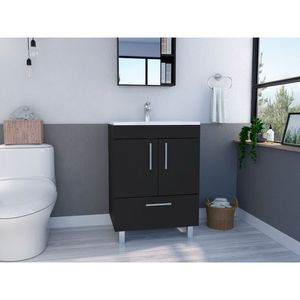 Singola vanità essenziale del bagno con un armadietto a doppia porta - Product Image 3
