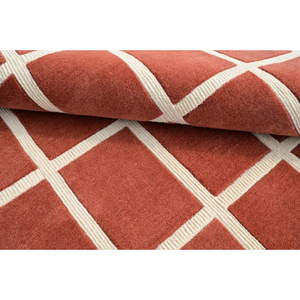 Terracotta Grid Hand-Tufted Rug | 100% New Zealand Wool Modern Area Rug - Product Image 2