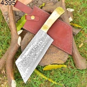 Couteau à découper en acier de Damas avec manche en os, couteau de cuisine professionnel fait à la main - Product Image 4