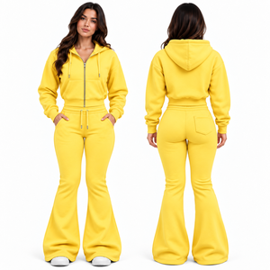 Best Selling Custom Tracksuit Ladies Sweatsuit Two Piece Pants <b>Set</b> 100% Cotton French Terry Track Suit Women Hoodie and Pant <b>Set</b> - Product Image 6