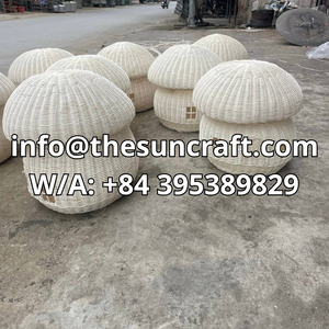 Eco Friendly Handwoven Wicker Mushroom Shape Toy Storage <b>Basket</b> With Lid Kids Furniture Kids Room Wholesale - Product Image 4