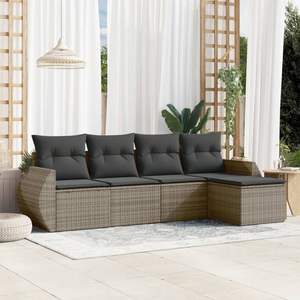 Conjunto de Sofá Mediano para Jardín, Ratán PE Gris con Acero con Recubrimiento en Polvo, Muebles Elegantes para Exteriores - Product Image 1