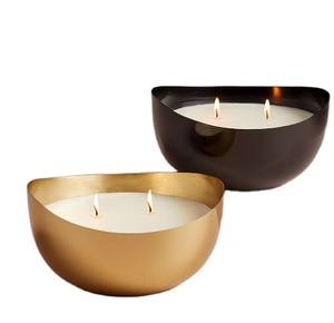Stylish Design Metal Oval <b>Candle</b> Jar <b>Black</b> and Gold Color for Home and Christmas Decoration Empty <b>Candle</b> Wax Jar - Product Image 1
