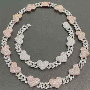Collar de Lujo con Eslabones de Corazón y Diamantes de Moissanita, Estilo Hip Hop, Joyería Premium VVS, Accesorio de Moda Unisex, Regalo - Product Image 2