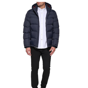 Custom Windproof Waterproof Nylon Mens Hooded Puffer Jacket Fleece <b>Lined</b> Winter Bubble <b>Coat</b> - Product Image 1