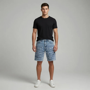 Shorts Bermuda en toile légère délavée pour homme, taille mi-haute, fermeture boutonnée, respirant, séchage rapide, écologique, style urbain, en coton TRACK - Product Image 6