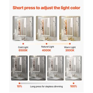 Armadietto da Bagno a LED da Incasso a Parete 30x28 con Specchio HD e Luce Dimmerabile a 3 Colori - Product Image 3