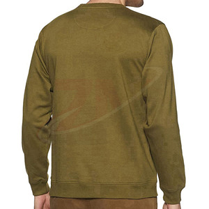 Sweat-shirt à col rond pour homme, vert olive, coupe classique, tricoté, décontracté, pour l'automne, 100% coton, couleur unie, manches longues - Product Image 2