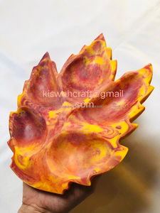 Plat de service moderne et élégant en résine en forme de feuille pour fruits secs Thali en plusieurs couleurs pour la maison et les hôtels Plateau ménager de qualité - Product Image 4