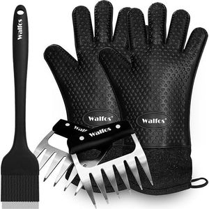 Set di Guanti da Barbecue Resistenti al Calore fino a 500 Gradi F, Utensili da Cucina Antiscivolo in Silicone, Include Artigli per Sfilacciare la Carne e Accessori per Spazzole - Product Image 1