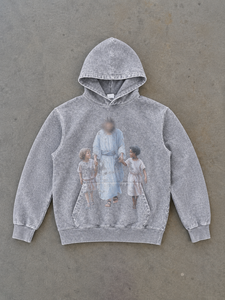 Sudadera con capucha para hombre de invierno, de algodón polar grueso, con efecto desgastado y roturas, lavado vintage, oversize, estilo streetwear, con detalles de alfileres de seguridad - Product Image 6