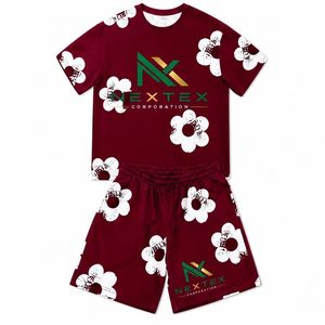 Ensemble T-shirt et short imprimé floral personnalisé pour homme – Tenue décontractée d'été 2 pièces style streetwear avec motifs graphiques intégraux – Ensembles coordonnés assortis - Product Image 4