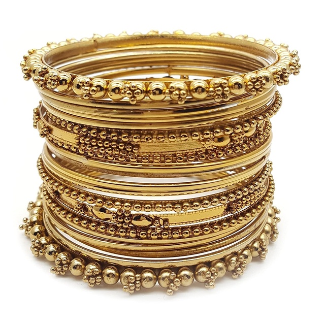 Brass Non Precious Metal Bangles Set for Women Fashion Jewelry Traditional Gold Plated Bracelet Bangles Set for Girls & Women