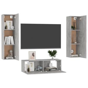 Set mobile TV 3 pezzi grigio cemento legno ingegnerizzato per soggiorno - Product Image 3