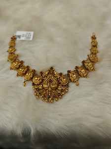22K Solid <b>Gold</b> Temple Necklace <b>Set</b> | Traditional Indian Bridal <b>Jewellery</b> | Antique Finish Handcrafted <b>Gold</b> Haram - Product Image 2