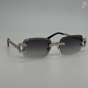 Gafas de sol rectangulares de lujo para mujer, con cristales con efecto hielo, chapadas en rodio, de diseño, unisex. - Product Image 2