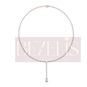 Collier tennis lariat Bezelis en or rose avec diamant de laboratoire taille brillant de dix carats, bijou de luxe en forme de Y pour femme - Product Image 4
