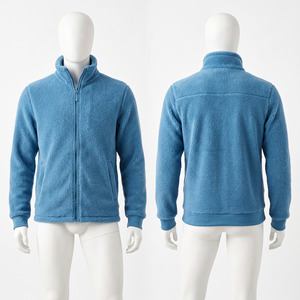 Unisex 320 GSM Premium Polar Fleece Full Zip Hooded Jacket Soft <b>Warm</b> Beige Back Yoke <b>Waterproof</b> Quick Dry - Product Image 6