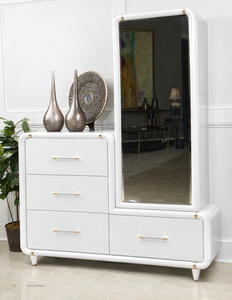 Cómoda Blanca de 4 Cajones con Espejo de Cuerpo Entero, Moderna Cómoda Independiente para Dormitorio - Product Image 2