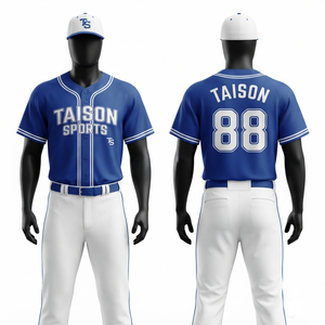Uniforme de Béisbol para Hombre en Poliéster Interlock Premium de 160 GSM, Panel Azul y Blanco, Logotipo Personalizado por Sublimación - Product Image 6