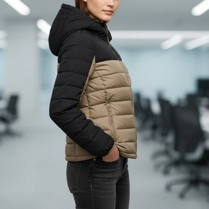 Premium Quality Casual Hip Hop Style Dyed Cotton Puffer Jacket Rivet Embroidery Logo Breathable Padded Warm <b>Ladies</b> Bubble Hooded - Product Image 2
