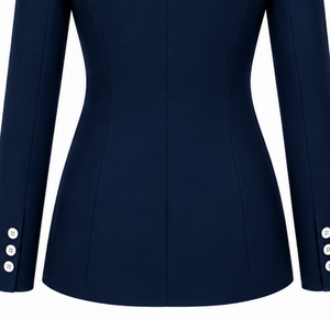 Blazer sur mesure bleu marine pour femme, croisé, coupe ajustée, manches longues, veste de costume formelle pour le bureau avec logo sur la poitrine - Product Image 6